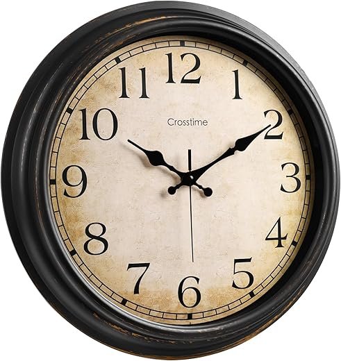 Large Wall Clock,Retro Vintage Style,Battery Operated Silent Non-Ticking Classic Wall Clocks for Living Room Kitchen Bedroom Office Home Decor,16 Inch Bronze