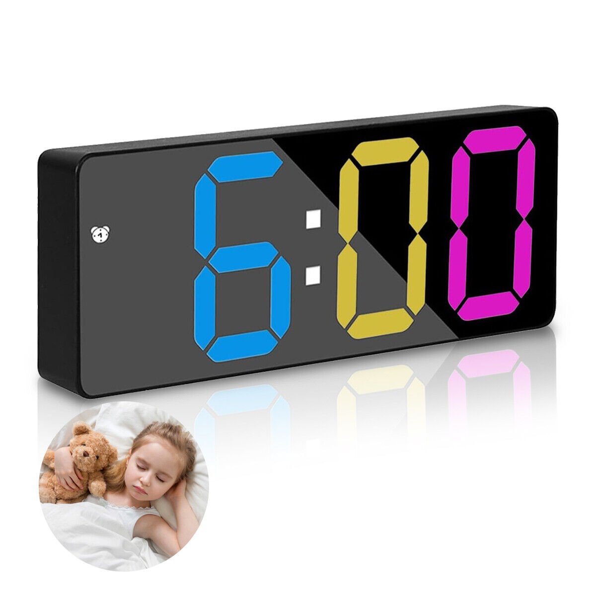 LED Digital Alarm Clock Adjustable Brightness Voice Control Display Small Clocks