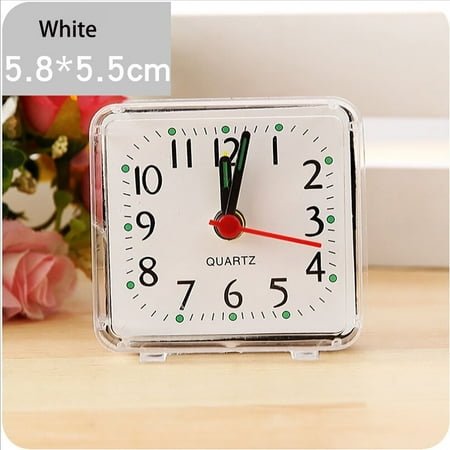 LIJCC Square Small Bed Compact Travel Quartz Beep Alarm Clock Cute Portable ,Ultra Small, Battery Travel Alarm Clock with Snooze and Light, Silent with No Ticking Analog Quartz