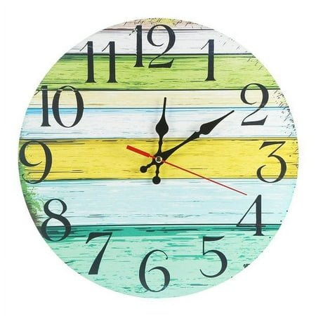LOHAS Home 12 Inch Silent Vintage Design Wooden Round Wall Clock, Arabic Numerals,Vintage Rustic Shabby Chic Style,Wooden Round Home Decoration Wall Clock (Lake House)