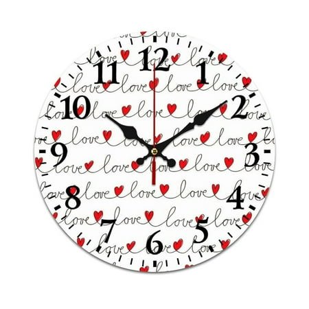 Love Letter Heart Pattern Wall Clock Modern Design Clocks Wall Hanging Home Office School Clocks Round PVC Wall Clocks