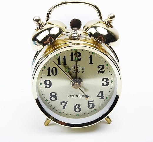 Mechanical Alarm Clock, 7CM Vintage Wind Up Metal Alarm Clock, Manual Spring Twin Bell Loud for Heavy Sleepers, Retro Horseshoe
