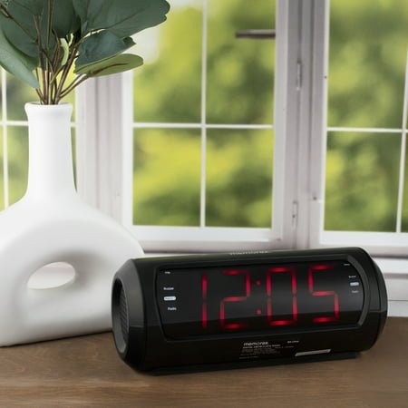 Memorex MX-CR40 Digital FM Clock Radio with 1.8” Red LED Display | Dual Alarm, 10 FM Presets, Digital Volume Control, Snooze & Sleep Timer, Battery Backup, AC Power Adapter | Bedside Alarm