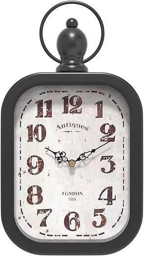 Menterry Small Retro Rectangle Wall Clock, Black Antique Vintage Style Decor Wall Clocks for Farmhouse,Bedroom,Kitchen,Bathroom (11 H x 6.1 W)