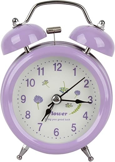 Mily Alarm Clock for Kids Vintage Twin Bell Alarm Clocks Cute Cartoon Panda Silent Children Bedroom Desk Clock