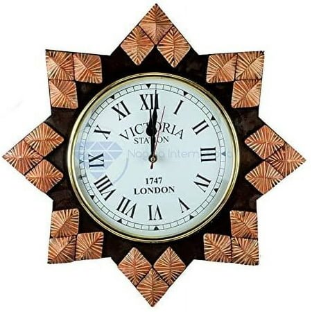 Nagina International Hand Crafted Decorative Wall Decor Clock Mirror & Windows | Colorful Vintage Designs (14 Window, Faded Orange)