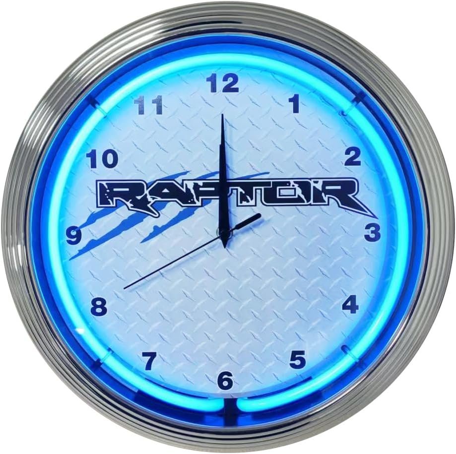 Neonetics Blue Neon Light Up Wall Clock 15" for Ford Ranger Bronco F-150 Raptor