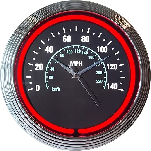Neonetics Speedometer Neon Wall Clock, 15-Inch