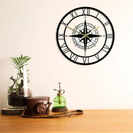 Neorosiri LED Transparent Wall Clock – Black Wind Rose Compass Design – Nautical Acrylic Decorative Clock – Stylish Wall Art with Precise Timekeeping – Modern and Elegant
