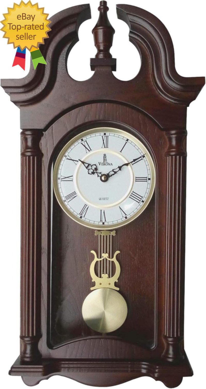 Pendulum Wall Clock Battery Operated Wooden Hanging Grandfather Wall Clock