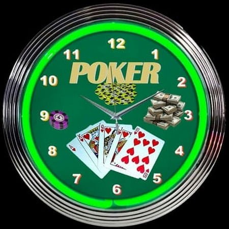 Poker Neon Clock
