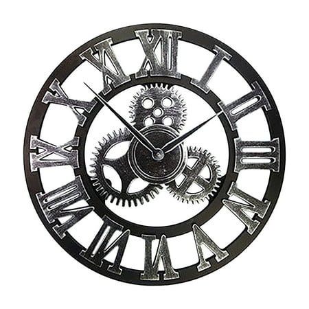Ranliy 11.8 Inch Moving Gear Wall Clock, Vintage Industrial Steampunk Wall Clock, Retro Moving Mechanical Wall Clock for Living Room Decor,Office,Farmhouse