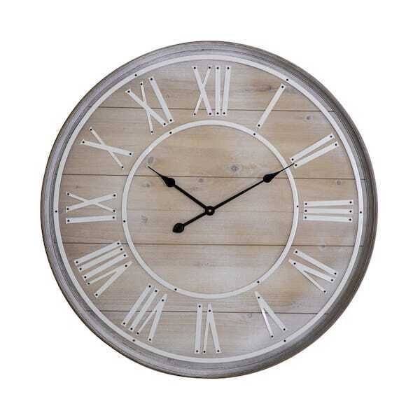 Rustic Age Distressed Brown Oversized Home Bedroom Display Round Wall Clock