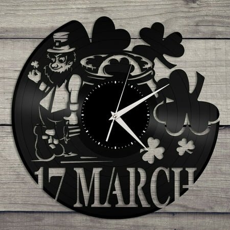 Saint Patrick's Day Vinyl Wall Clock Unique Gift for Friends Home Decoration Vintage Design Office Bar Room Home Decor