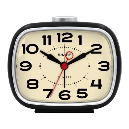 Sharp Battery Powered Alarm Clock, Retro Battery Operated Alarm Clock for Bedrooms, Office, Travel - Super Quiet with No Ticking, Snooze alarm, Beep Sounds, Gentle Wake, Simple to Use