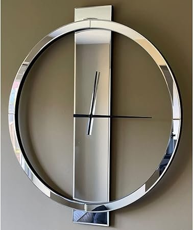 SHYFOY Wall Clock Decorative Large Clock Living Room Decor - 23 Big Clocks All Mirror Glass Finish, Modern Clock for Wall Round Wall Decor for Office Bedroom Fireplace