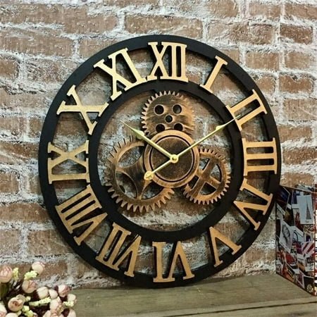 Silent 3D European Style Retro Creative Wall Clock Industrial Gear Art Personality Living Room Decoration Clock 30Cm