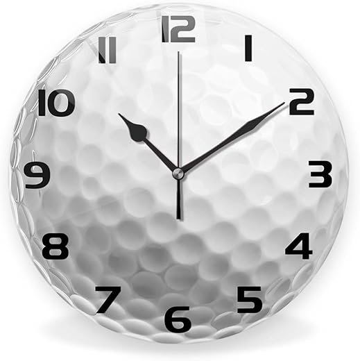 Silent Non-Ticking Sport Theme Wall Clocks, Sport Ball Golf Wall Clock, Battery Operated 11.8"x11.8" Round Wall Clock for Home Decor Boy Room Living Room School Birthday Gift