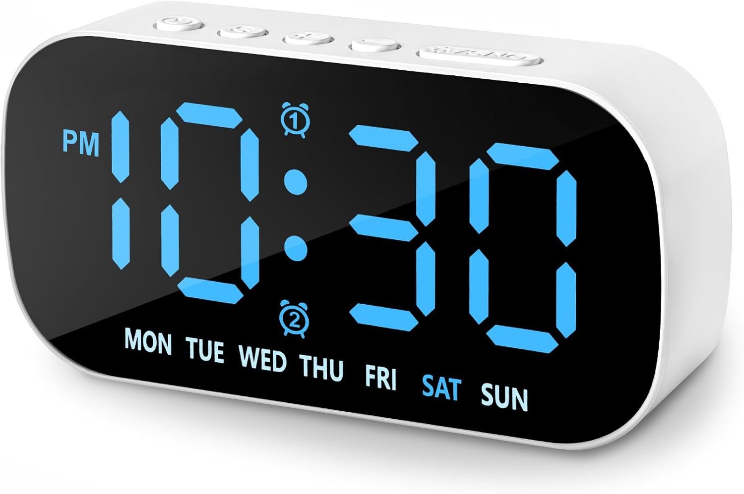 Small Digital Alarm Clocks for Bedrooms, 5 Levels Brightness Dual Alarm 12/24Hr