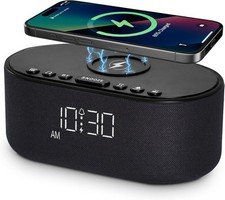 Sound Machine Alarm Clock for Bedrooms: Bluetooth 10W Stereo Black