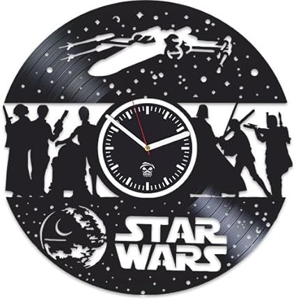 Star Wars The Force Awakens Vintage Vinyl Wall Clock, 12 inch, Battery operated, Quartz movement, Black