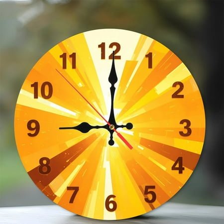 Sunburst Wall Clock 10-Inch Silent Wooden Wall Clock, Battery Operated (AA Batteries Not Included), Artistic Home Decor