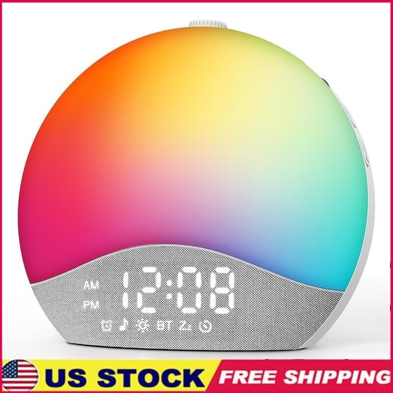 Sunrise Alarm Clock W/ Sound Machine Bluetooth Night Light White Noise Sleep New