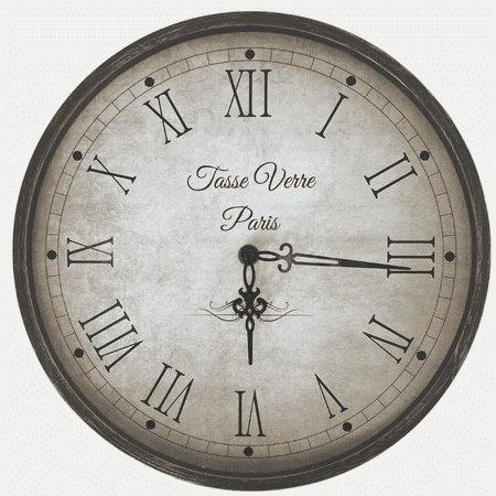 Tasse Verre Rustic Wall Clock - 12 in. - Farmhouse Decor Distressed Quiet Silent - Retro Vintage Hanging Brown Non-Ticking Round