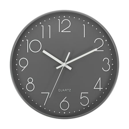 Uxcell 12 Wall Clock Battery Operated Silent Non Ticking Round Clock, Gray