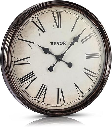 VEVOR Large Wall Clock, 20 in Wall Clock Roman Numerals, Battery Operated Non Ticking Silent Classic Decorative Round Clocks, for Living Room Bedroom Office Kitchen Dining Room Home Decor