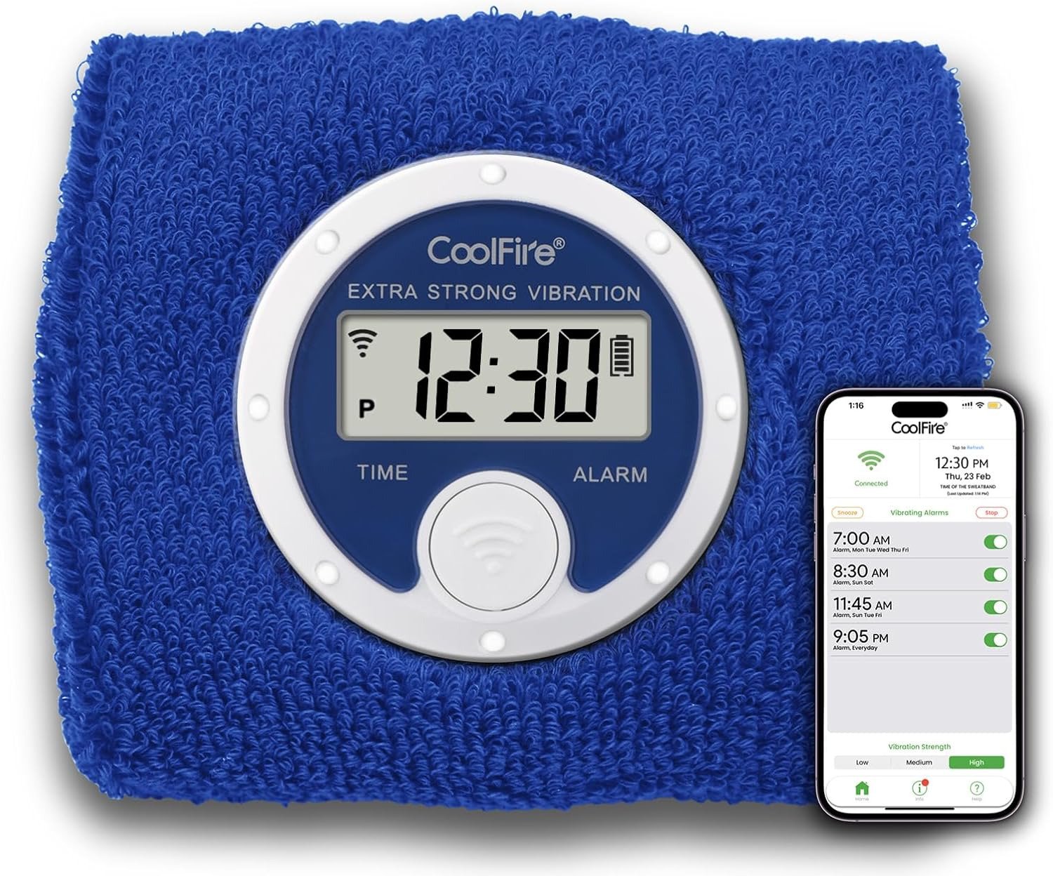 Vibrating Alarm Clock Sweatband, Silent Wristband Alarm Watch, USB Rechargeable