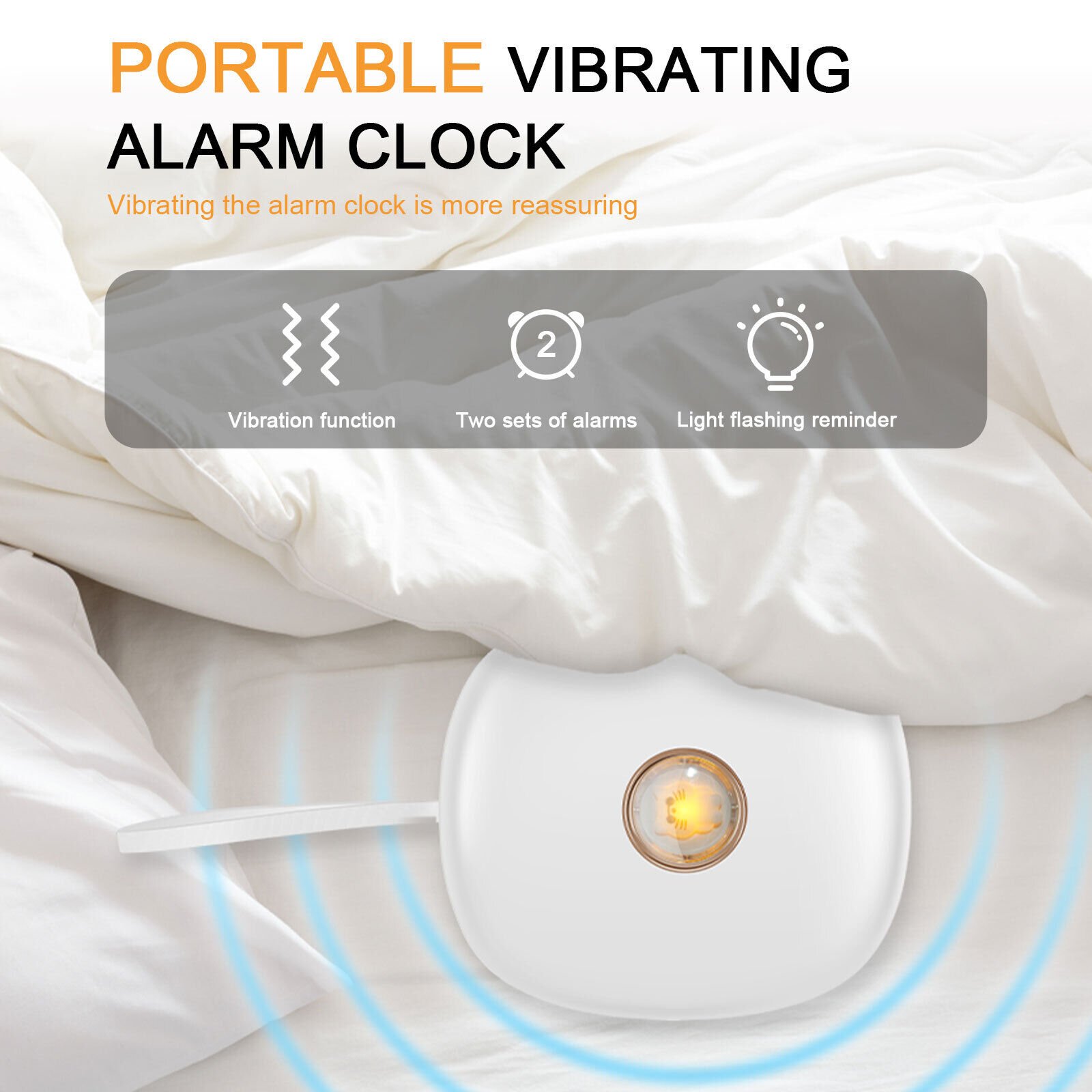 Vibrating Alarm Clock with Bed Shaker for Heavy Sleeper Deaf Hard of Hearing @