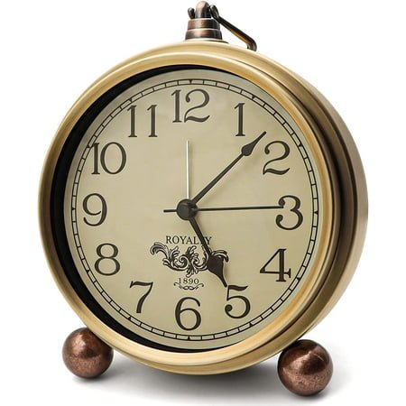 Vintage Analog Clock,5.2 inch Super Silent Clock,Battery Operated Alarm Clock for Bedrooms Desk Travel and Room Decor