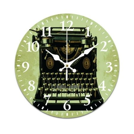 VINTAGE TYPEWRITER Pop Art Wall Clock Modern Design Clocks Wall Hanging Home Office School Clocks Round PVC Wall Clocks