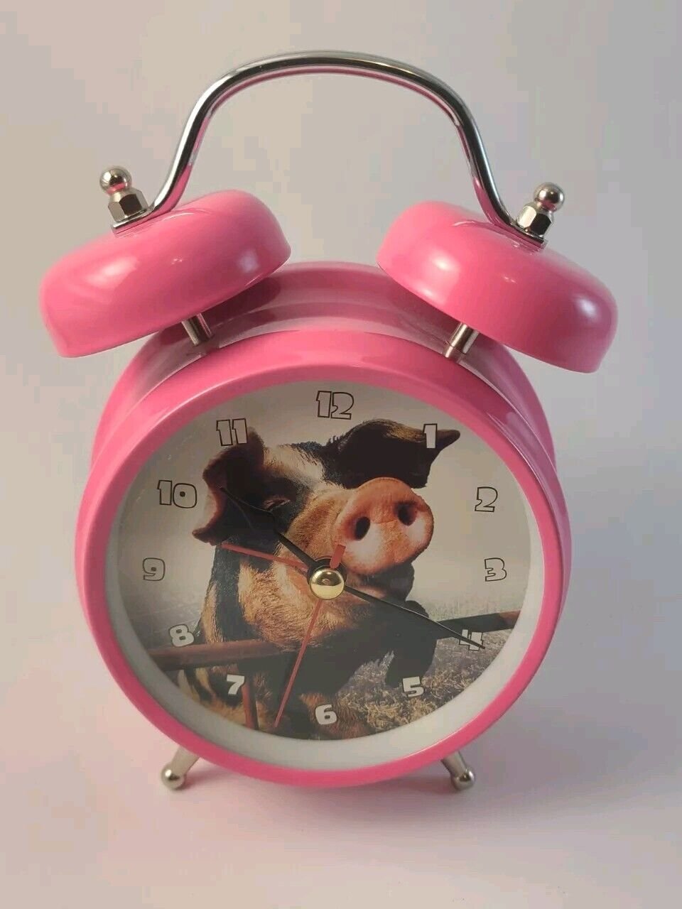 Wacky Wakers Pink Metal Pig Alarm Clock Oinks Fun Funny Pigs Farm Retro Works