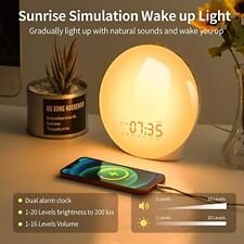 Wake Up Light Sunrise Alarm Clock Time Digital Clock w/8 Natural Soundsor FM