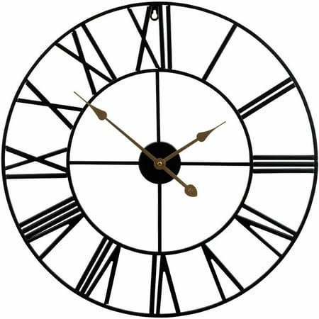 Wall Clock, 24” Round Oversized Centurian Roman Numeral Style Home Décor for Bedroom, Living Room, Office