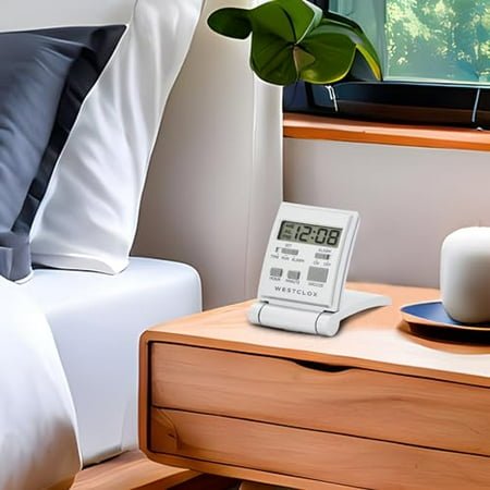 Westclox Travelmate LCD Travel Folding Alarm Clock 5, Silver