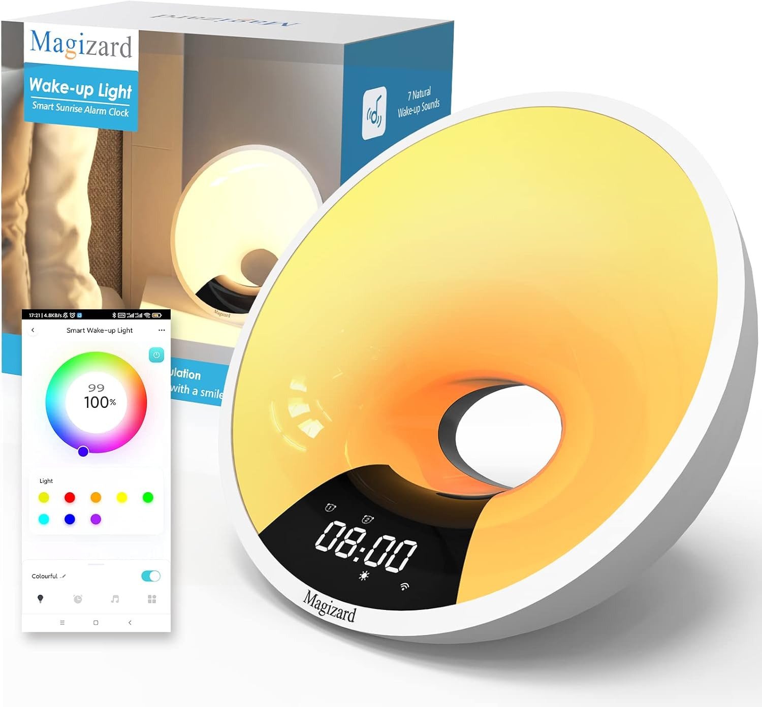 Wifi Smart Sunrise Alarm Clock Works with Alexa and Google Smart,Wireless Speake