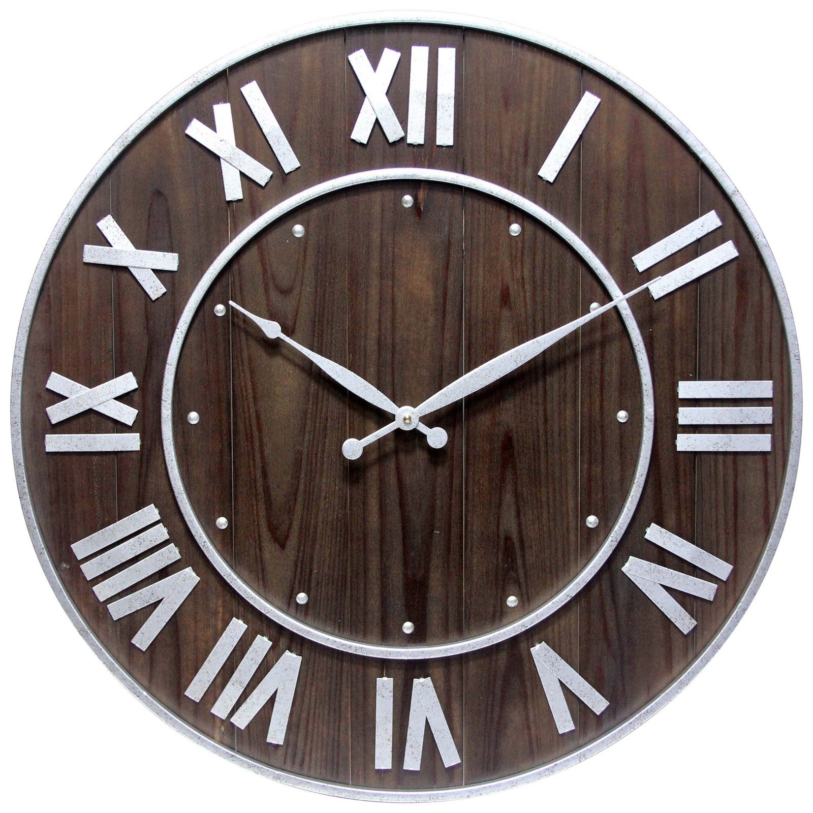 Wine Barrel Dark Brown 23 inch Wooden Decorative Wall Clock Dark Brown 23 in H x