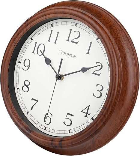 Wood Grain Retro Wall Clock Battery Operated Silent Non-Ticking Vintage Decorative for Kitchen Living Room Bathroom Bedroom,12 Inch,House Warming Gifts