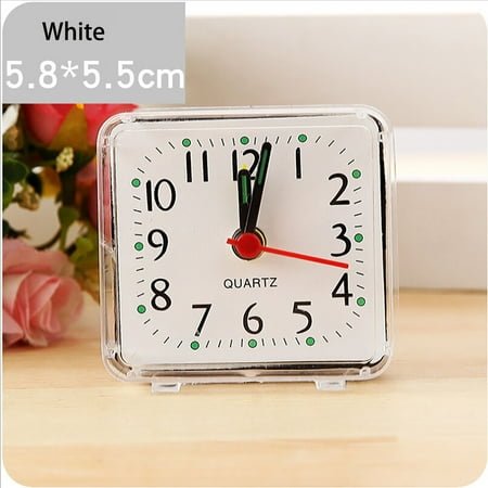 WXC12 Square Small Bed Compact Travel Quartz Beep Alarm Clock Cute Portable