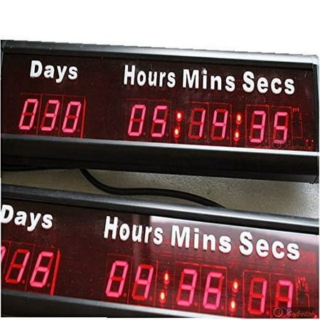 1-inch 9Digits LED Event Timer Countdown/up Clock with Days Hours Mins Secs Max Up to 1000 Days Indoor LED Countdown Clock Red Color