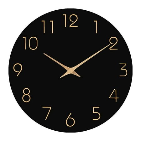 10/12 inch Wall Clock Wooden Silent Non Ticking Decorative Battery Operated Wall Clock For Bedroom Kitchen Home Living Room School Hotel 12 Inches