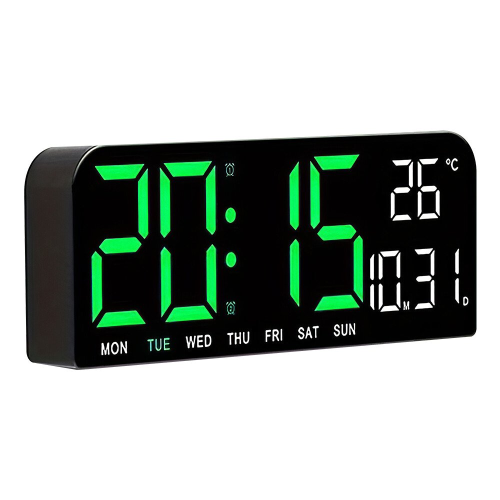 10" Digital Wall Clock Large Display with Auto-Dimming Date/Week/Temperature