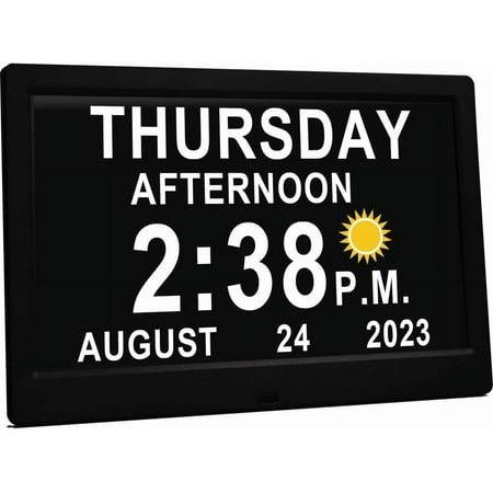 11.5 Inch Extra Large Digital Talking Clock with 19 Alarms, Auto DST, Talking Time, 20 Custom Reminders, 10-Level Auto Dimmer, Day Date Calendar Clock for Seniors Dementia Alzheimers', with Remote