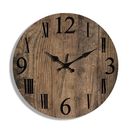 12-inch retro style wooden circular printing paper MDF wall clock