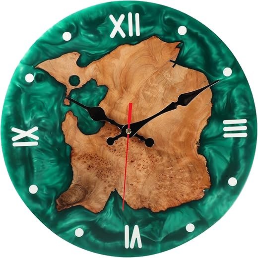12 Inch Real Resin Wood Modern Wall Clock, Rustic Natural Wood Decorative Wall Clock, Clock for Bedroom Wall,The Beautiful Creative Clock for Living Room/Study/Office/Conference Room