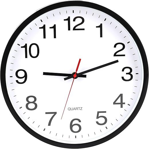 12 Inch Wall Clock, Battery Operated Modern Wall Clocks, Silent Non-Ticking Analog Classic Clock Decorative,Black,1Pack