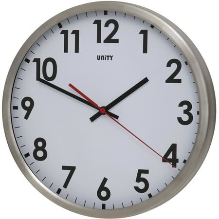 12 Unity Silver Stainless Steel Silent Sweep Wall Clock